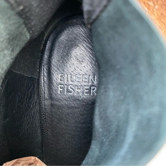 Eileen Fisher Leather Peep Toe Ankle Booties | Comfort Heel | Size 5 - Picture 6 of 7